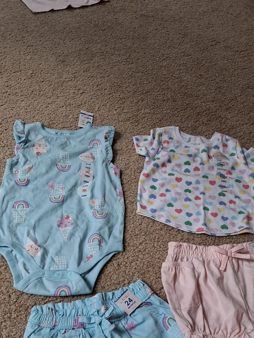Bundle Garanimals 24M Baby Girls Matching Sets - White, Pink, Light Blue, Cream